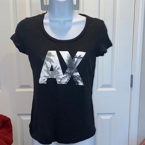 Women's black short sleeved A|X Armani Exchange scoop neck T-shirt , sz S